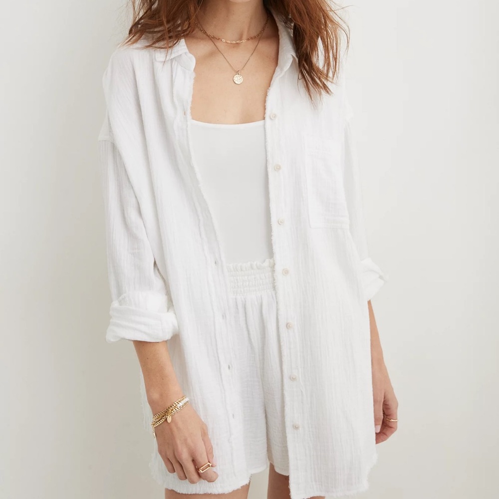 Aerie Pool To Party Cover Up Button Down Shirt